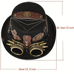 Steampunk Top Hat with Goggles for Halloween Cosplay