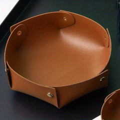 PU Leather Folding Storage Tray Key Storage Box Desktop Organizer