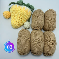 250g 5rolls Milk Cotton Yarn 4 Strands Baby Thread Doll Blanket DIY Thread Slipp