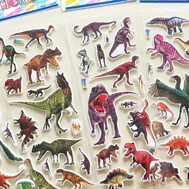 12 Sheets 3D Dinosaur Stickers for Kids - Waterproof DIY Skateboard Wall Decor