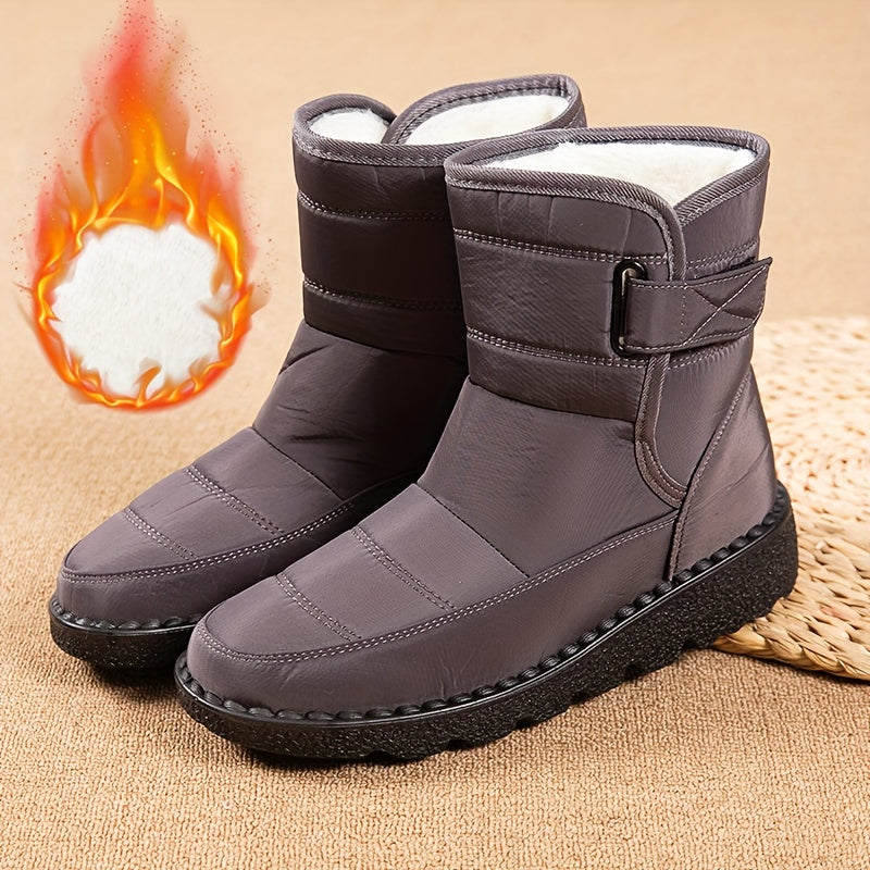 Women's Waterproof Snow Boots Fleece Lined Warm Mid Calf Non Slip Winter Boots
