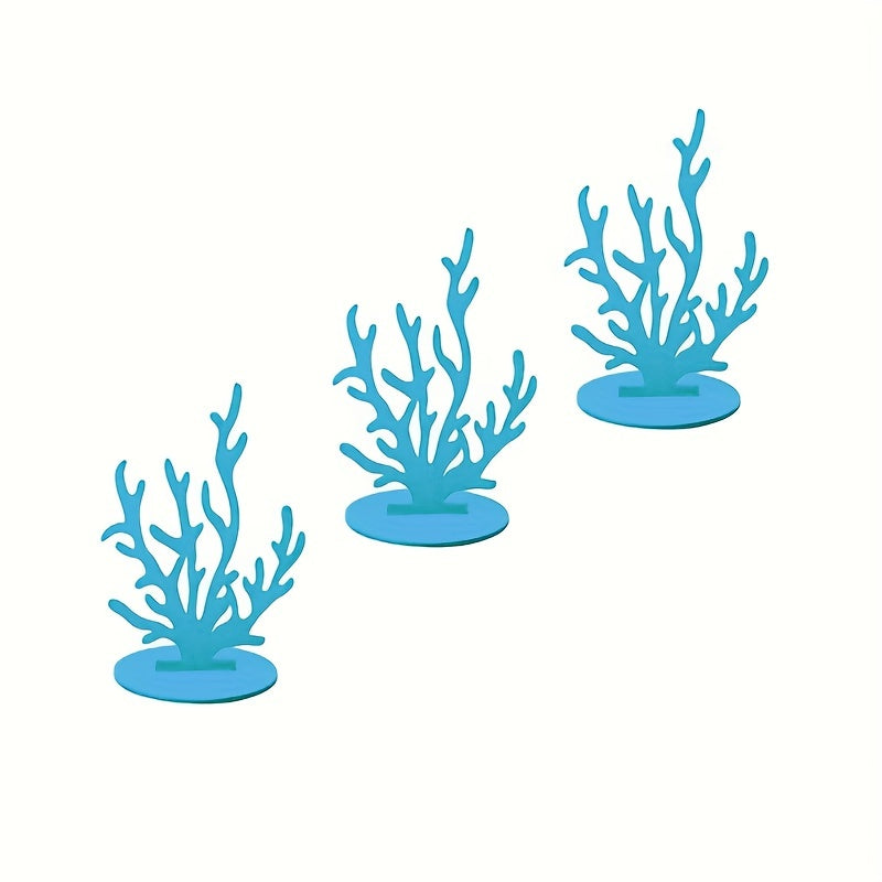 3pcs Sea Grass Coral Seahorse Starfish Felt Table Centerpiece for Parties