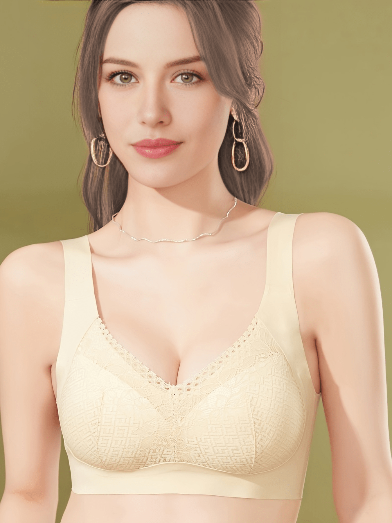 Lace Stitching Full Coverage Bra Seamless High Stretch Bra Women's Lingerie