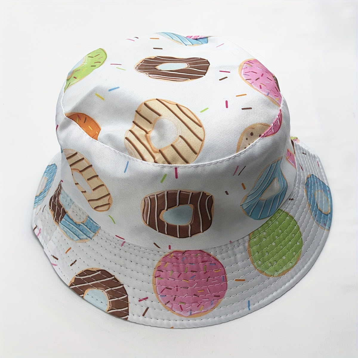 Donut Print Bucket Hat Reversible Lightweight Fisherman Cap