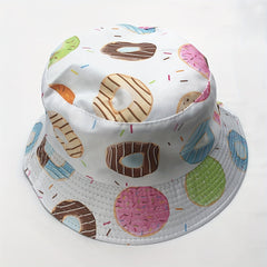 Donut Print Bucket Hat Reversible Lightweight Fisherman Cap