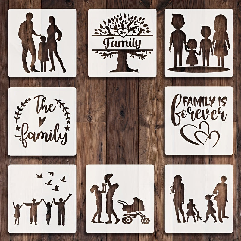 8pcs 6in Family Portrait Painting Templates DIY Plastic Molds Reusable