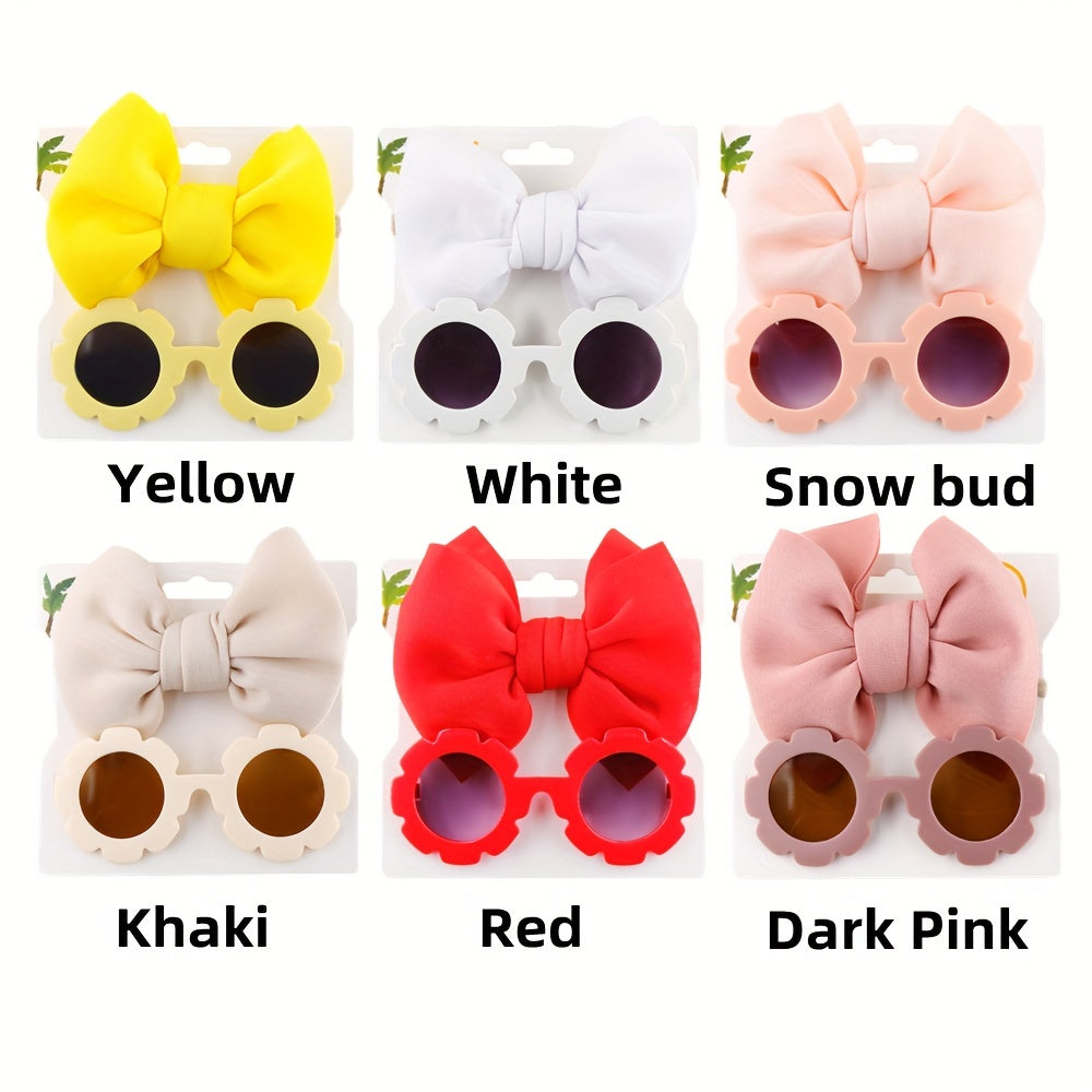 Girls Flower Sunglasses & Headband Set - Kids Gift