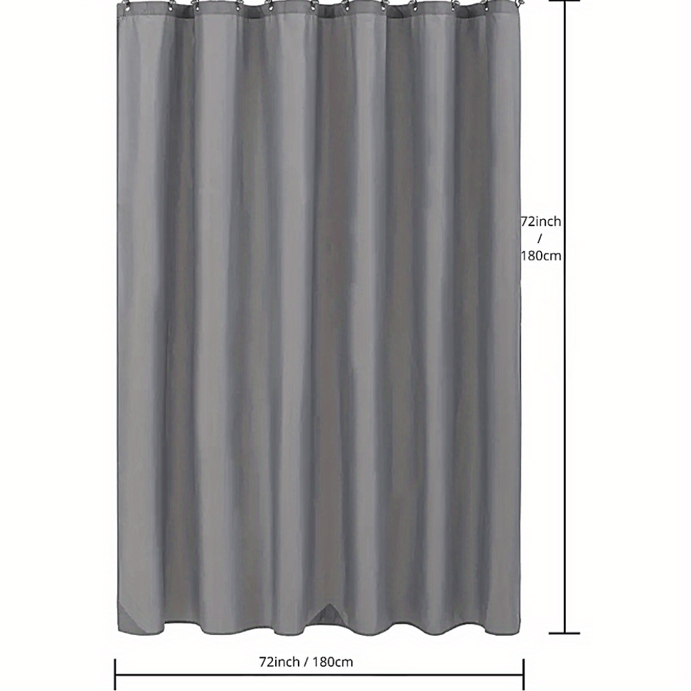 Waterproof Light Gray Shower Curtain with Plastic Hooks