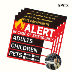 5pcs Emergency Alert Pet & Personnel Window Stickers Fire Alarm
