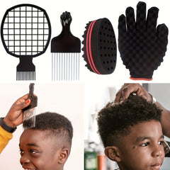 Hair Sponge Set Afro Hair Sponge Barber Brush Pick and Twist Comb for Girls