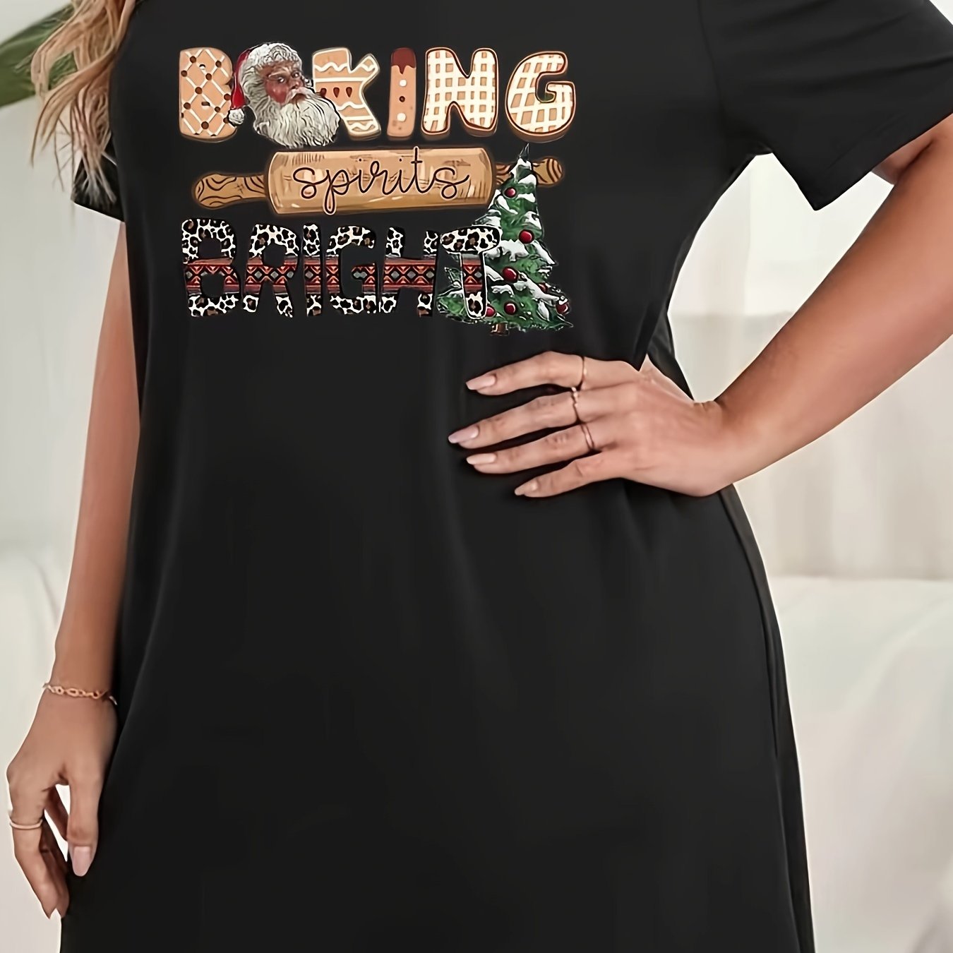Plus Size Christmas Dress Women's Plus Tee Dress