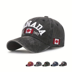 Canada Embroidery Baseball Cap Vintage Maple Leaf Flag Distressed Dad Hat