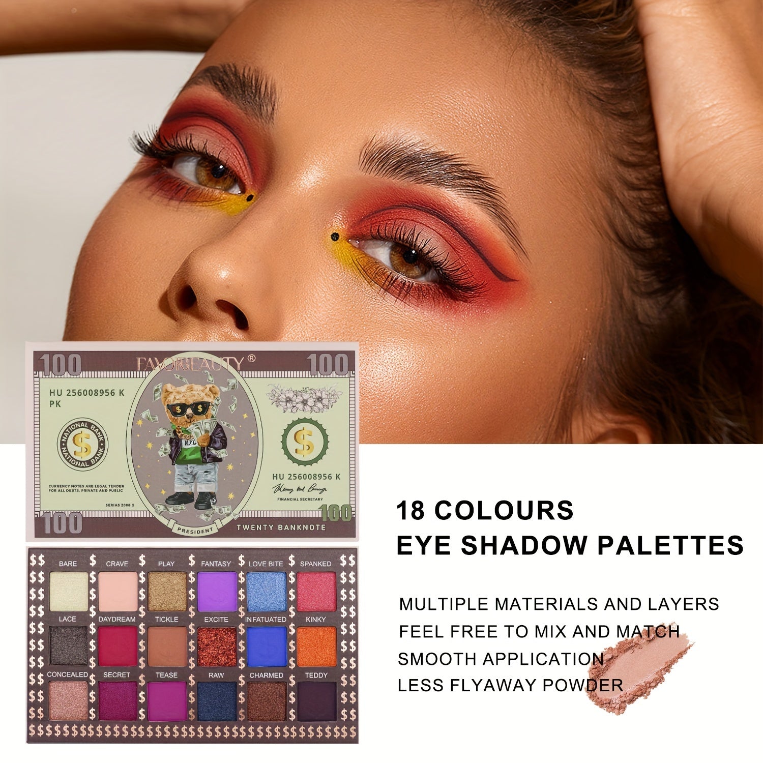 18 Colors Eyeshadow Palette Pearly Matte Shimmer Glitter Finish