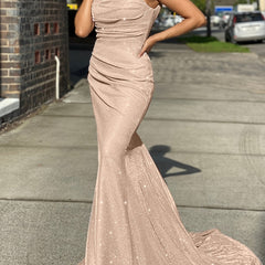 Glitter Sequin Maxi Dress Slim Ruffled Cocktail Evening Gown