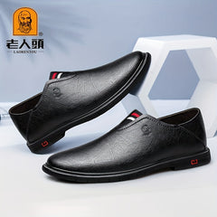 LAORENTOU Men's Leather Slip On Loafer Shoes Lightweight Soft Sole Dress Shoes