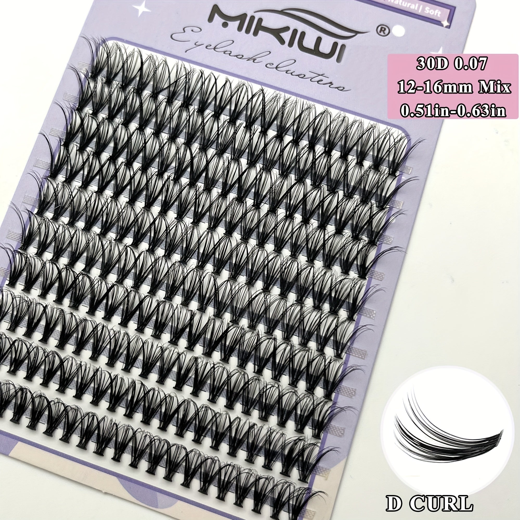 Mikiwi 200Pcs 30D 12 16mm D Curl Cluster Lashes