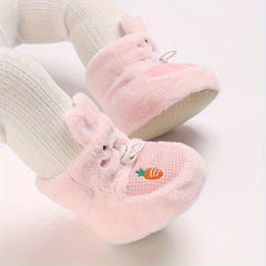 Cartoon Rabbit Baby Girls Indoor Fleece Boots