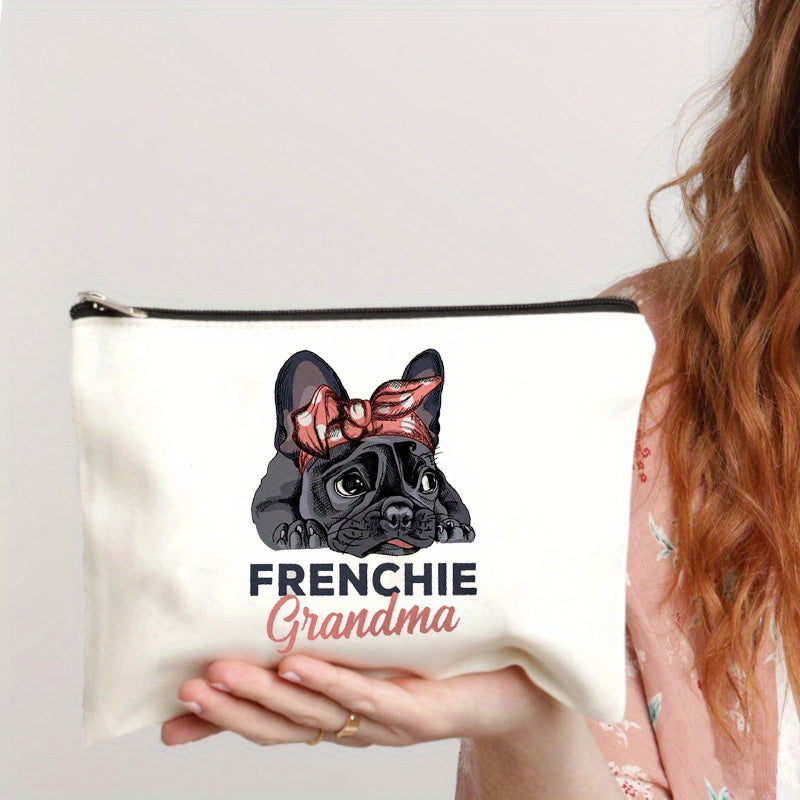 French Bulldog Print Makeup Bag Roomy Storage with Zipper