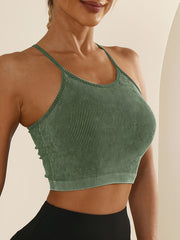 Seamless Sleeveless Backless Racerback Cropped Yoga Tank