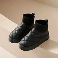 Women's Quilted Ankle Snow Boots Thermal Slip On Boots