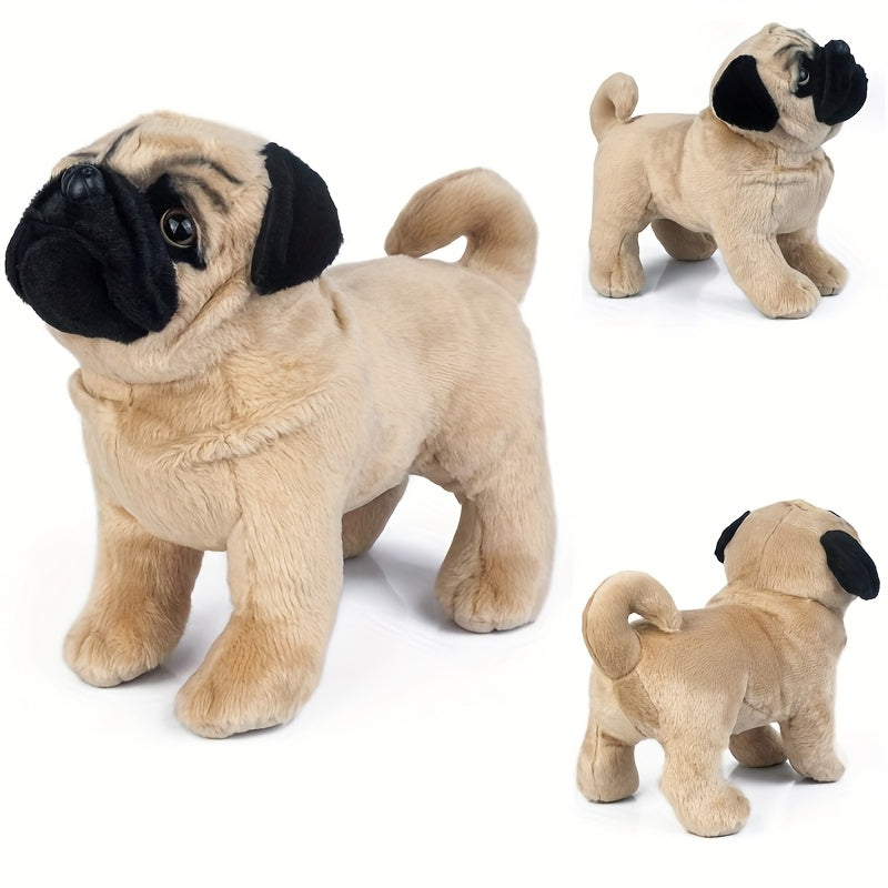 Light Brown Pug Stuffed Animal Plush Dog Toy with Expressive Eyes