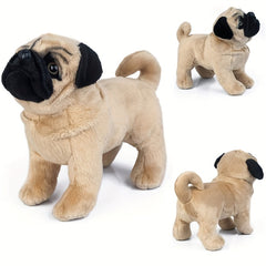 Light Brown Pug Stuffed Animal Plush Dog Toy with Expressive Eyes