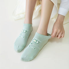5 Pairs Cartoon Print Socks Low Cut Ankle Socks Women's Stockings
