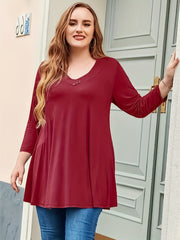 Casual Knit Top V Neck Tunic