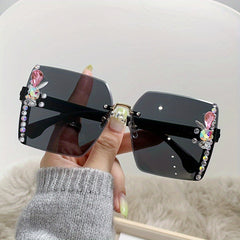 Oversized Rhinestone Sunglasses Gradient Sun Shades UV400