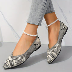 Women's Knit Pointed Toe Flats Soft Sole Slip On Walking Shoes