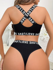Criss Cross Back Bra & Panties Lingerie Set