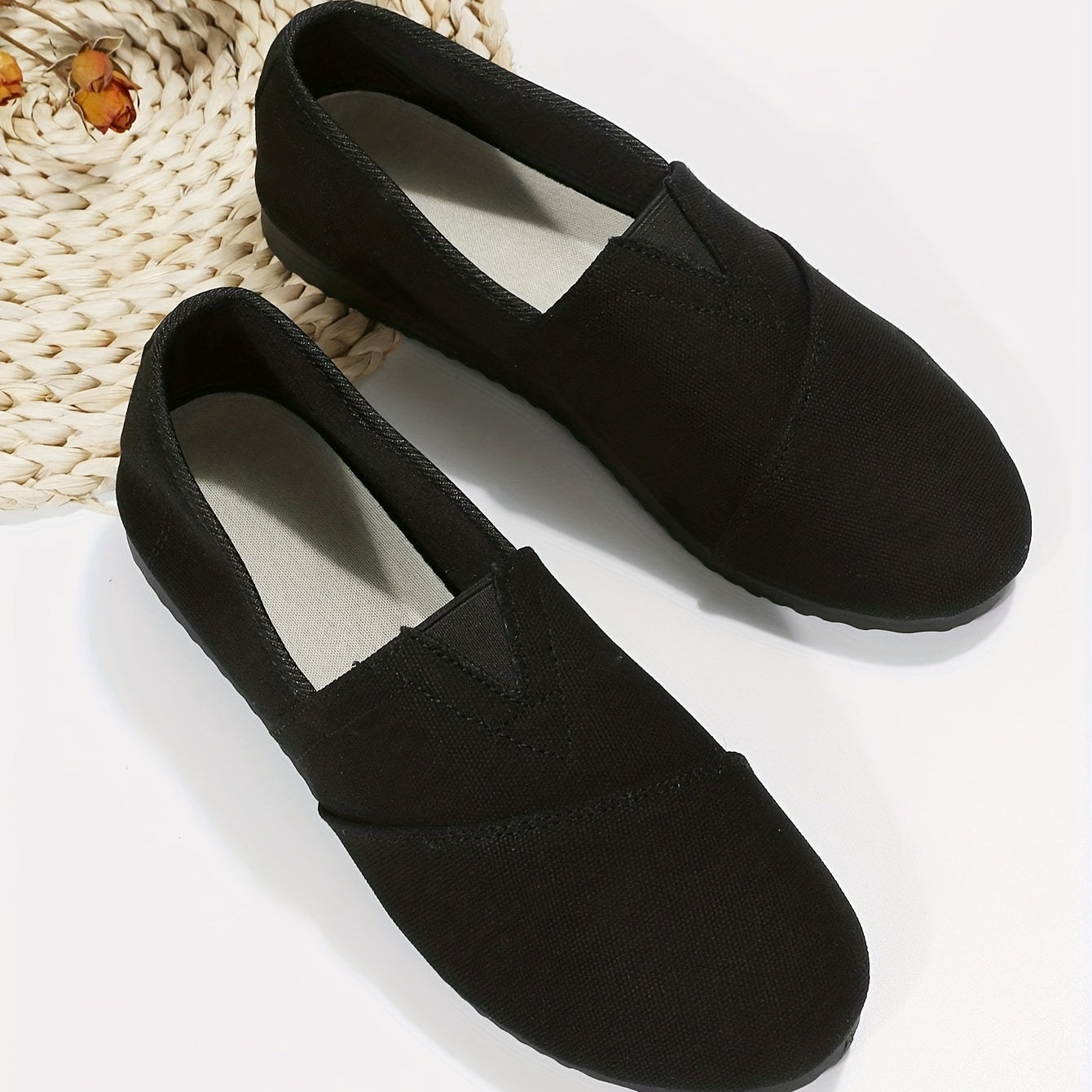 Women's Solid Canvas Slip On Shoes Lightweight & Comfortable