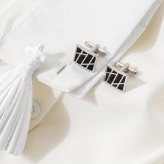 Men's Geometric French Shirt with Cufflinks