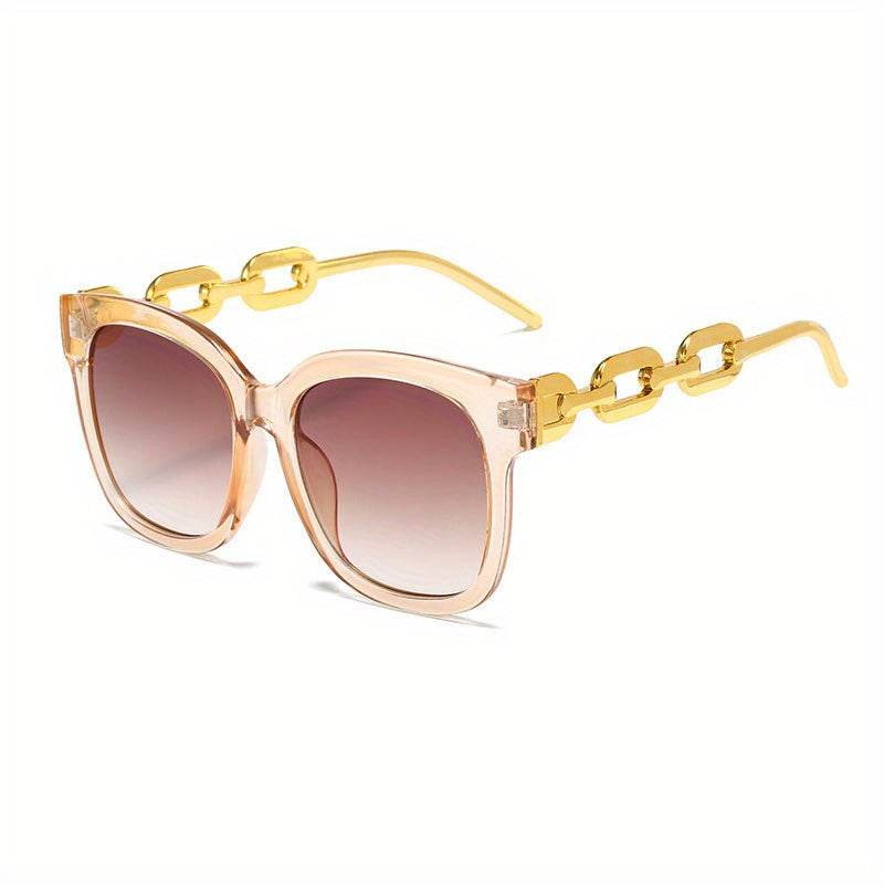 Square Sunglasses Chain Temple UV400