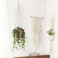 Macrame Plant Hangers Indoor Hanging Basket Holder With Beads
