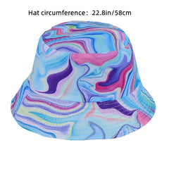 Tie Dye Bucket Hat Wavy Printed Casual Travel Beach Fisherman Cap
