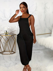 Backless Tie Dual Pockets Jumpsuit Sexy Sleeveless Jumpsuit