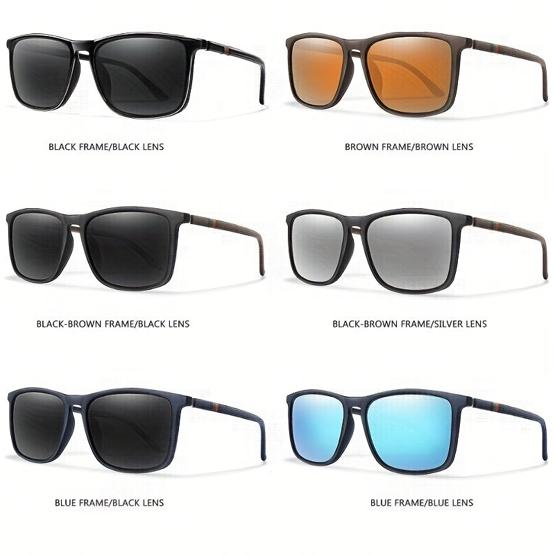 Men's Square Polarized Sunglasses Large Frame Retro Driving Fishing Sunglasses