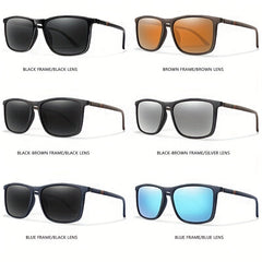Men's Square Polarized Sunglasses Large Frame Retro Driving Fishing Sunglasses