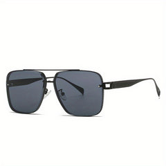 Men Square Frame Metal Sunglasses For Cycling Driving