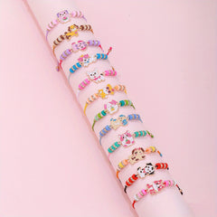 12pcs Girls Adjustable Animal Rainbow Heart Bracelets Kids Accessories