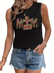 Leopard Slogan Print Tank Top for Women