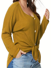 Waffle Knit Long Sleeve Cardigan