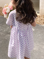 Girl's Polka Dot Princess Dress Short Sleeve Summer Casual Loose Dress