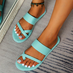 Women's Slide Sandals Casual Flat Summer Shoes Lightweight Ankle Strap