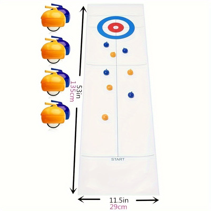 Tabletop Curling Game Shuffleboard Pucks With 16 Rollers