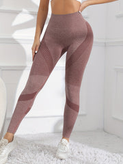 High Waist Striped Detail Sports Leggings Elastic Yoga Pants