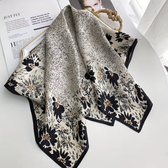 Dotted Flower Bandana Satin Square Scarf Neckerchief