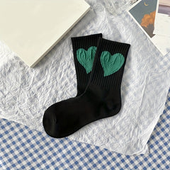 Letter & Bear Print Mid Tube Socks Womens Stockings