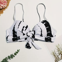 Tie Dye V Neck Bikini Top Stretchy Swimsuit Bra